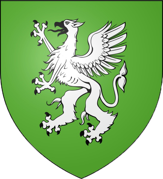 De sinople au Griffon d'Argent : Blason de la commune de Hanches